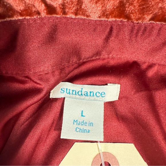 SUNDANCE Rocio Burnt Orange Red Velvet Silk Blend Pearl Snap Front Shirt Dress - Picture 13 of 16